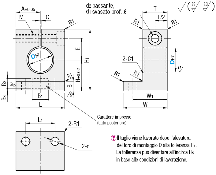 Supporti albero/In microfusione/a L/Spaccati:Immagine relativa