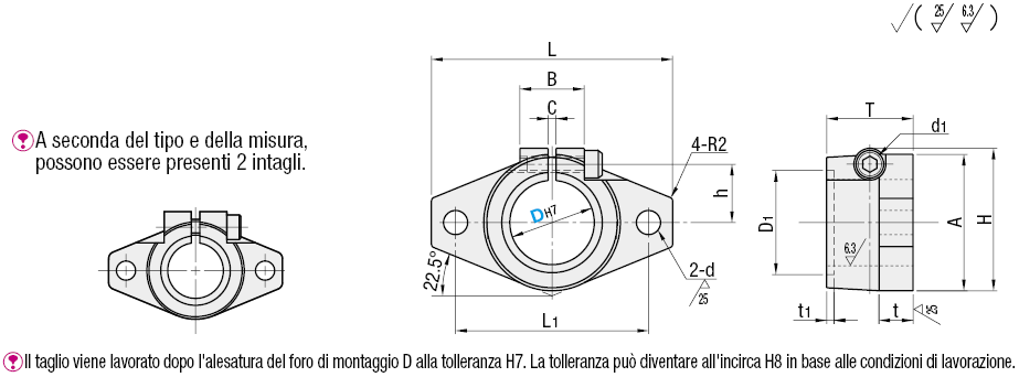 Supporti albero/Con flangia, spaccati (microfusione):Immagine relativa