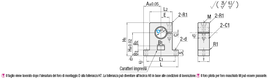 Supporti albero/In fusione/a T/spaccati sul lato:Immagine relativa