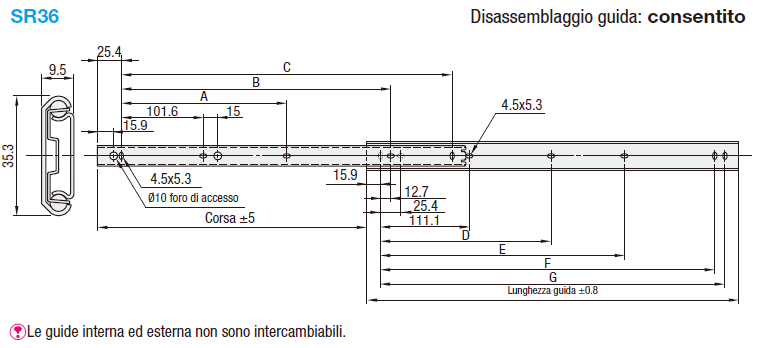 Guide di scorrimento telescopiche/Carico medio/in acciaio/a due pezzi:Immagine relativa