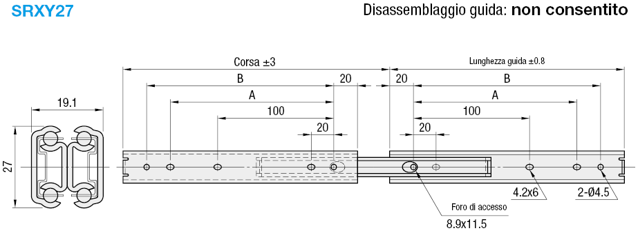 Guide di scorrimento telescopiche/Carico leggero/a tre pezzi:Immagine relativa