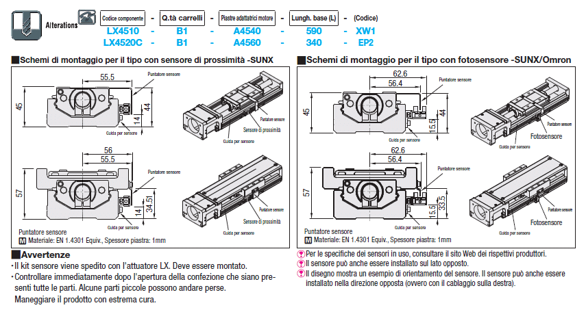 Attuatori ad asse singolo LX45 Standard/Coperti:Immagine relativa