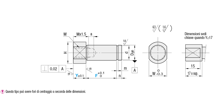 Alberi a sbalzo/Attacco a vite/Standard/con anello di sicurezza:Immagine relativa