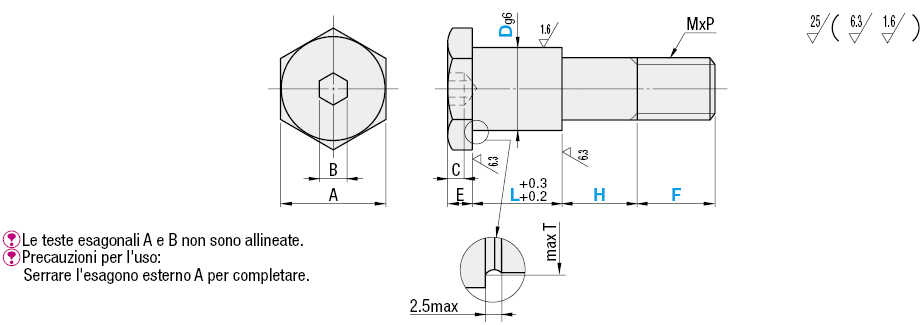 Perni fulcro/Testa bassa/con gradino:Immagine relativa