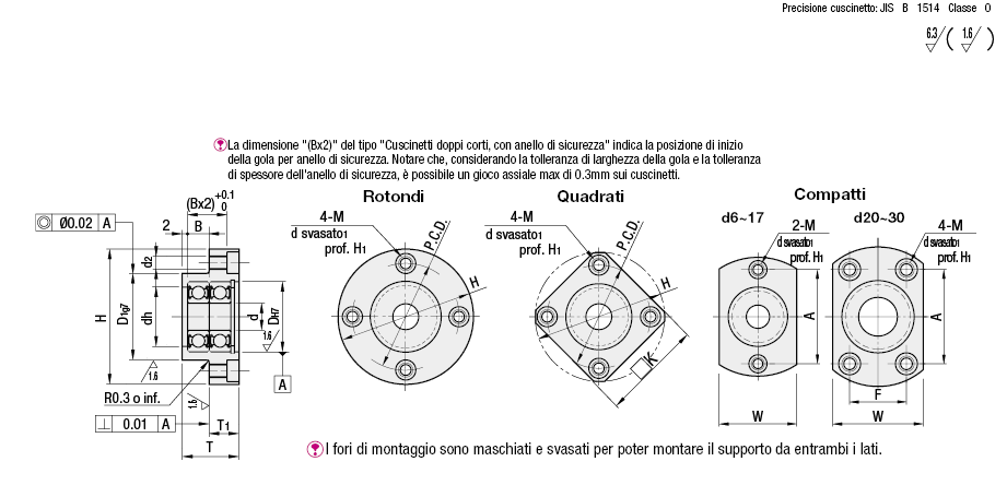 Corti/doppio cuscinetto/con anello di sicurezza:Immagine relativa