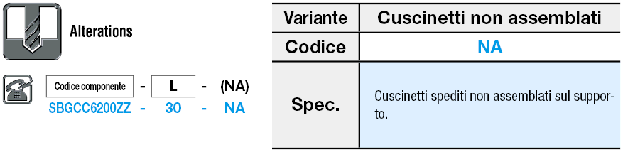 Lunghezza standard/doppio cuscinetto/senza anello di sicurezza:Immagine relativa