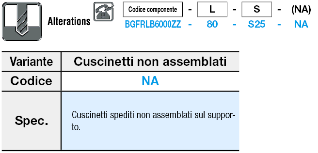 Lunghezza configurabile/lunghi/doppio cuscinetto/senza anello di sicurezza:Immagine relativa