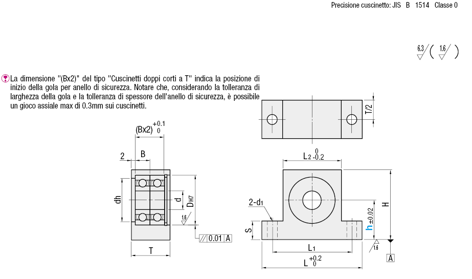 A T/corti, doppio cuscinetto/con anello di sicurezza:Immagine relativa