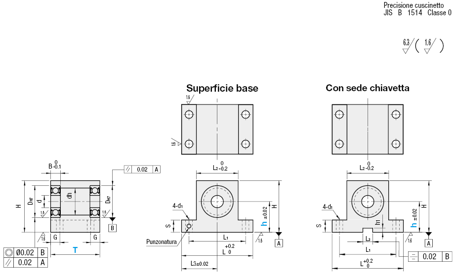 A T/doppio cuscinetto/con gola di posizionamento/senza anello di sicurezza:Immagine relativa