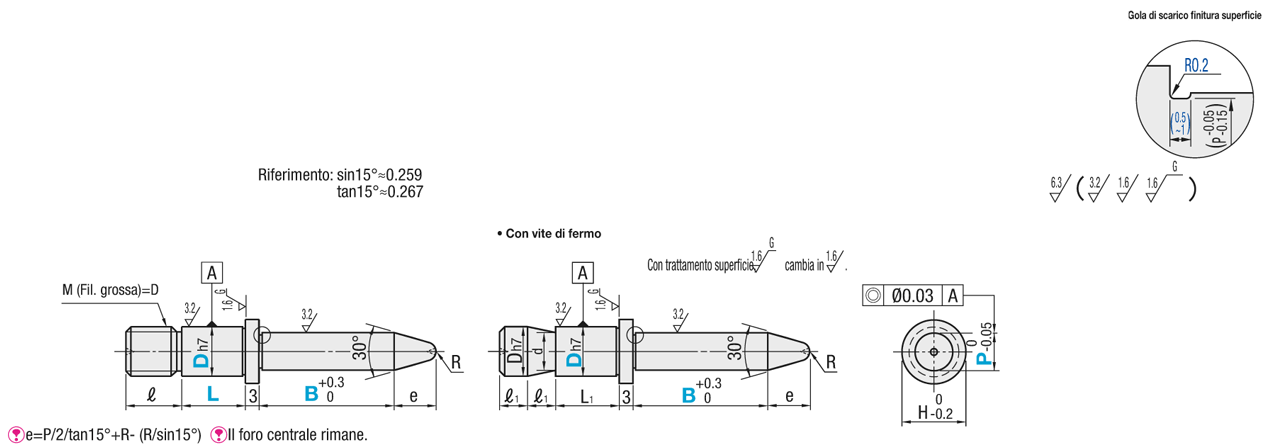 Perni di posizionamento/Testa lunga/Con spallamento/Filettatura maschio/Placcati:Immagine relativa