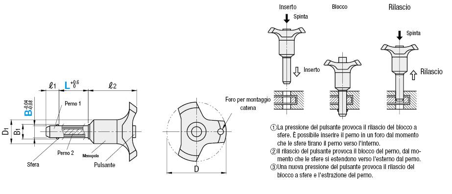 Perni di bloccaggio a sfera/A spinta:Immagine relativa