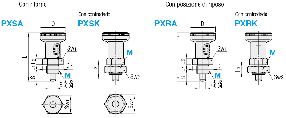 Pistoncini/Manopola in resina:Immagine relativa