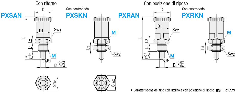 Pistoncini/Manopola in alluminio/Con posizione di riposo:Immagine relativa