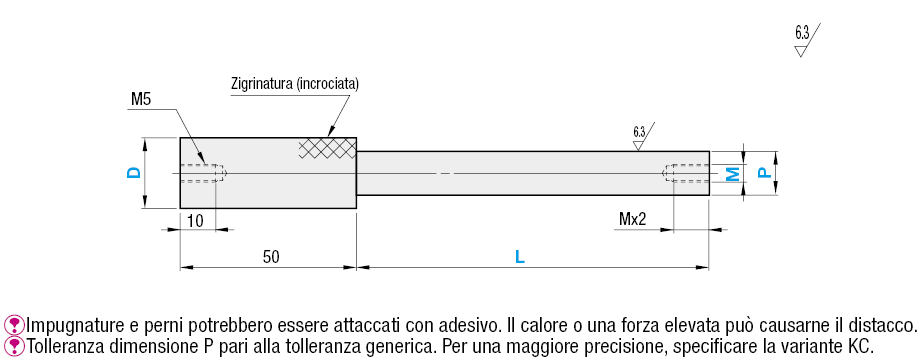 Perni scanalati per maschere di controllo/Estremità maschiate:Immagine relativa