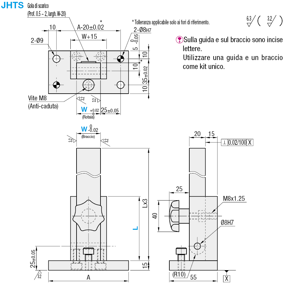 Elementi per maschere di controllo/Unità cerniera/corsa verticale:Immagine relativa