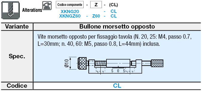 [Regolazioni semplificate] Tavole X/Vite di spinta:Immagine relativa