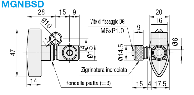 Cerniere per supporti per comparatori/fissaggio laterale:Immagine relativa