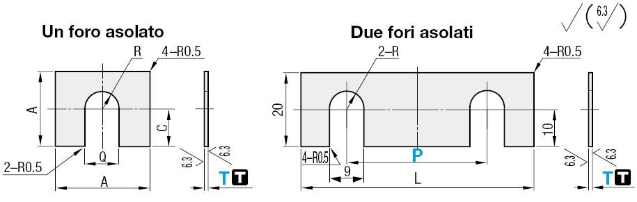 Spessori quadrati/Con intaglio singolo:Immagine relativa