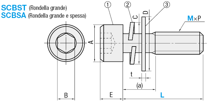 Viti a esagono incassato/Con kit rondella grande:Immagine relativa