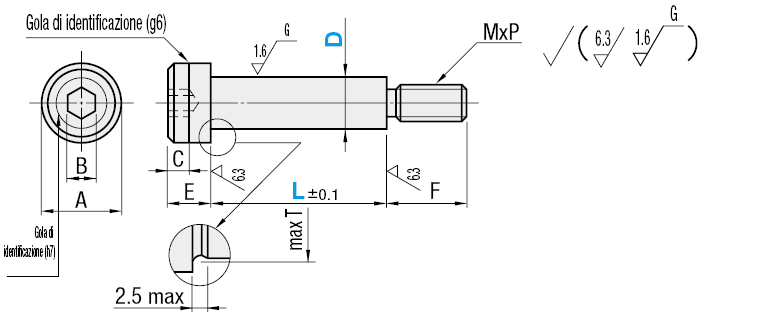 Bulloni con spallamento/Tolleranza g6:Immagine relativa