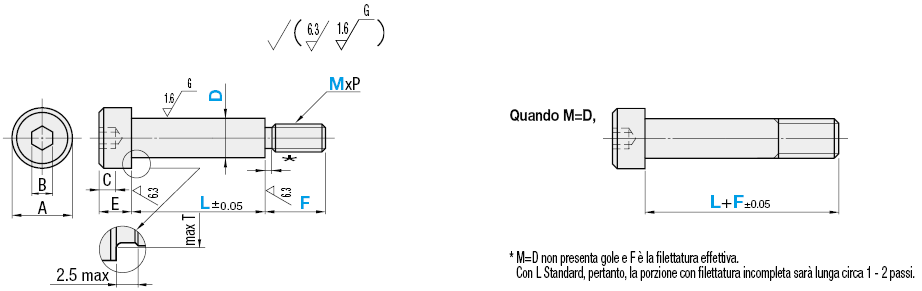 Bulloni con spallamento/Tolleranza h7:Immagine relativa