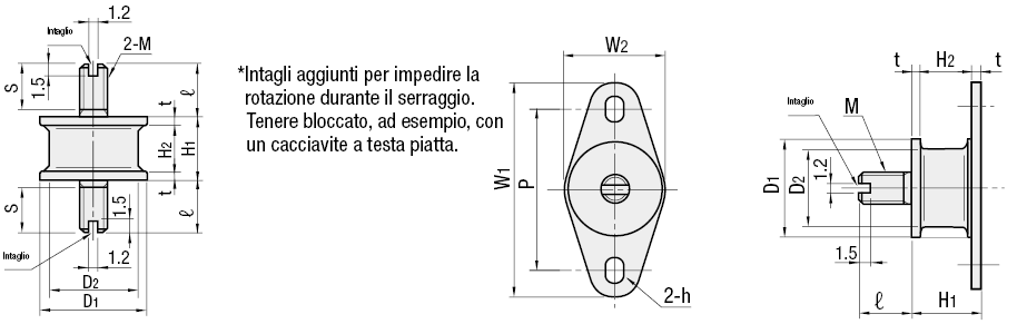 Supporti in gomma antivibrazioni elettroconduttiva/Filettatura sui due lati:Immagine relativa