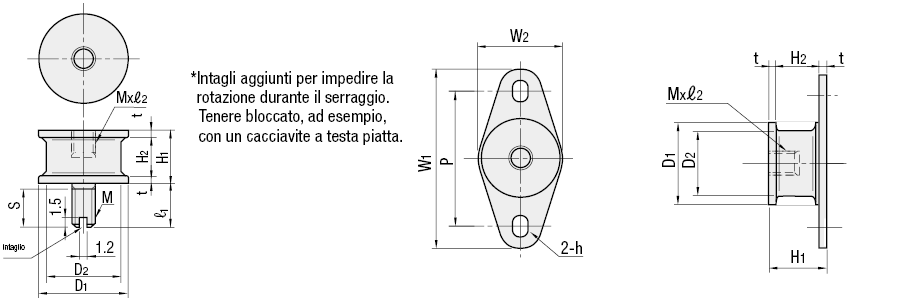 Supporti in gomma antivibrazioni elettroconduttiva/Fil. su lato, maschiatura sull'altro:Immagine relativa