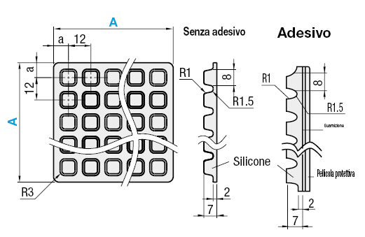 Fogli di gel antivibrazioni/senza adesivo:Immagine relativa