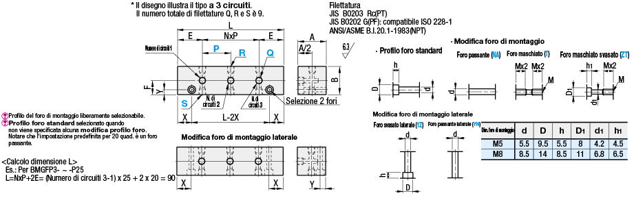 Collettori pneumatici/uscite su 3 lati/senza ingressi:Immagine relativa