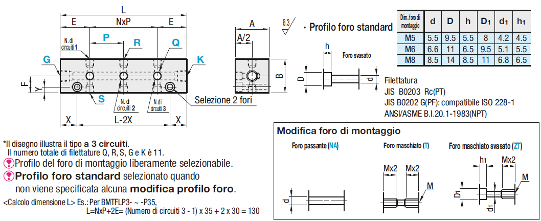 Collettori idraulici/uscite su 3 lati/2 ingressi:Immagine relativa