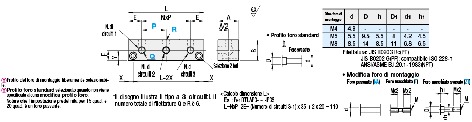 Distributoti pneumatici/uscite su 2 lati/senza ingressi:Immagine relativa