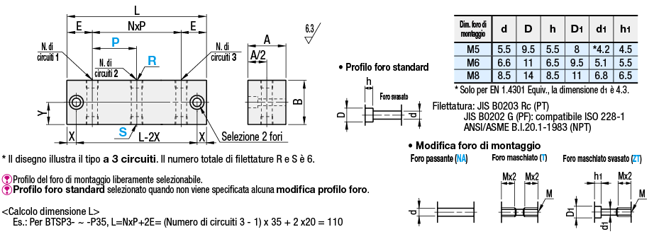 Distributori idraulici/uscite su 2 lati/senza ingressi:Immagine relativa