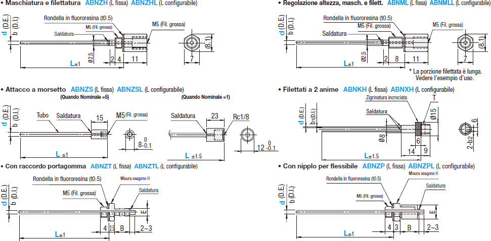 Ugelli dell'aria/Filettati/Maschiati/A 2 anime/Portagomma/Nipplo per flessibile:Immagine relativa