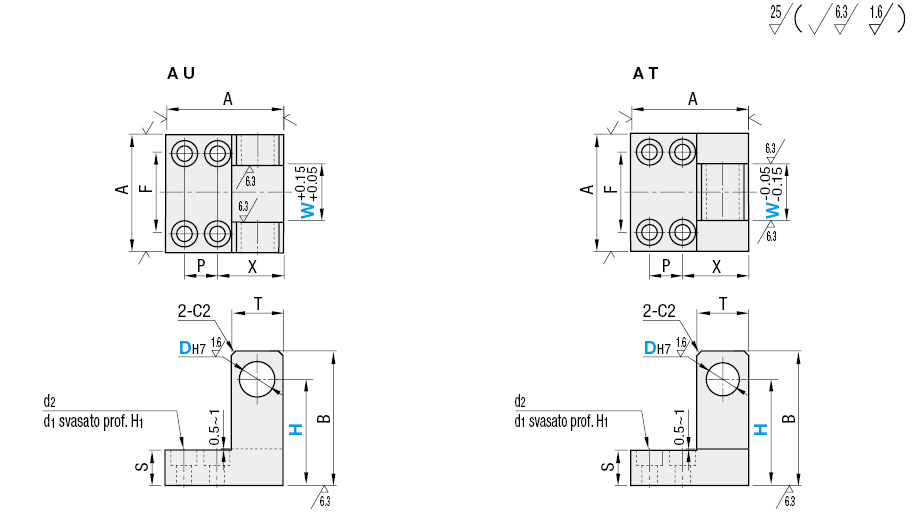 Basi cerniera/A L/standard /Con foro maschiato per finecorsa:Immagine relativa