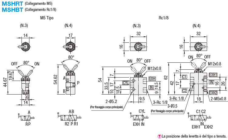 Valvole di commutazione/Azionamento manuale/a pulsante/levetta:Immagine relativa