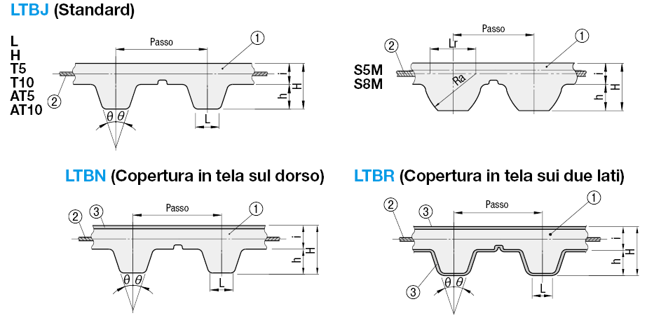 Cinghie dentate lunghe/N. di denti configurabile:Immagine relativa