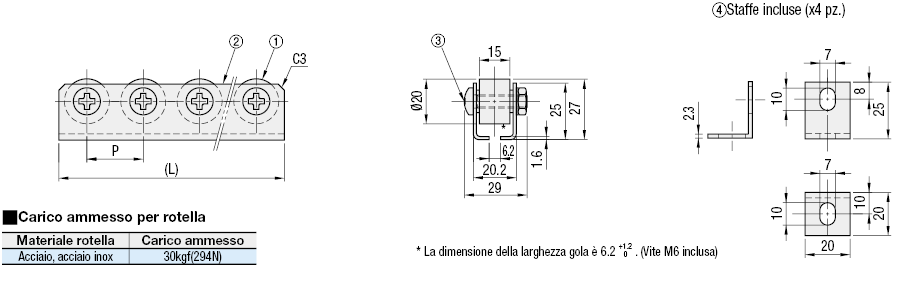 Supporti per rulli/Larghezza 15mm:Immagine relativa