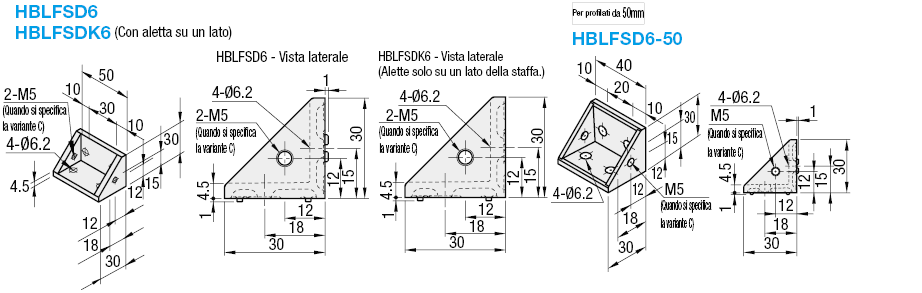 Serie 6/invertibili con aletta/2 cave/4 fori:Immagine relativa