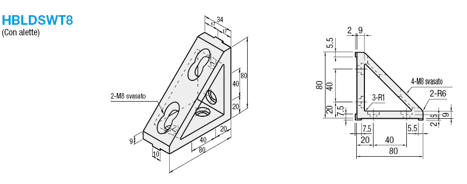 Serie 8/Staffe triangolari con linguetta/base 40:Immagine relativa