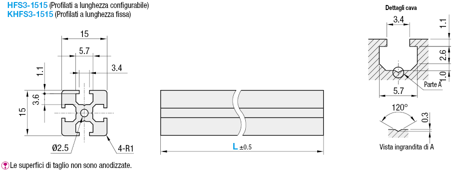 Serie 3/base 15/lunghezza configurabile:Immagine relativa