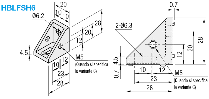 Serie 6/Staffe con foro asolato su un lato:Immagine relativa