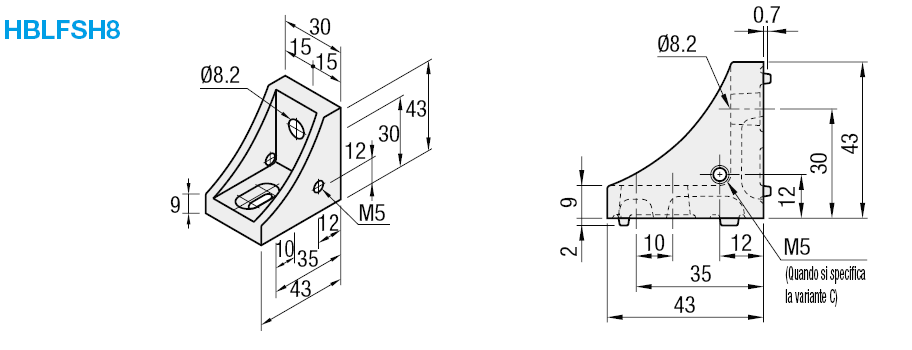 Serie 8/Staffe con foro asolato su un lato:Immagine relativa