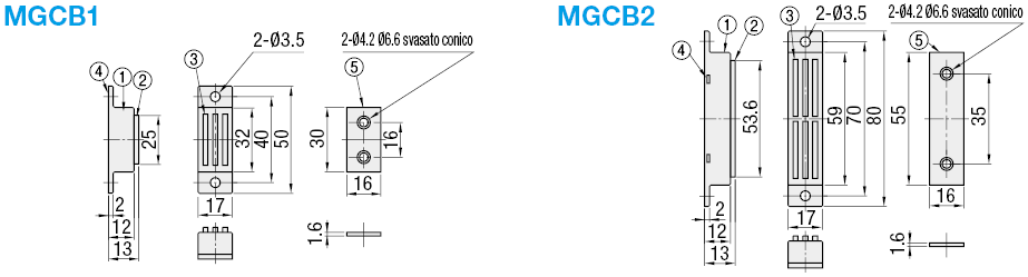 Chiusure magnetiche/Orizzontali/con magnete in ferrite:Immagine relativa