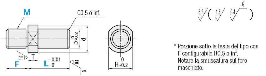 Perni di regolazione altezza - Con spallamento/F standard:Immagine relativa