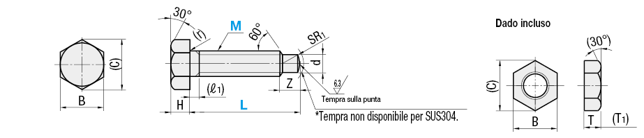 Bulloni di posizionamento/Testa rotonda R/filettatura fine:Immagine relativa