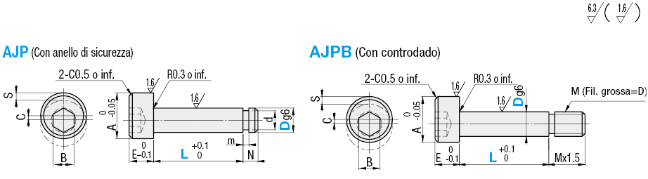 Perni di regolazione/Con anello di sicurezza:Immagine relativa