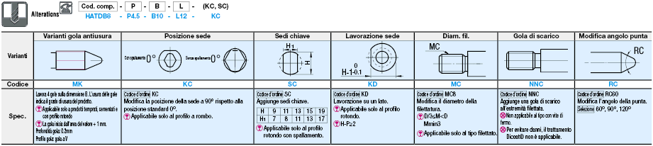 Perni di posizionamento/Standard (h7)/Puntale a siluro/con spallamento:Immagine relativa