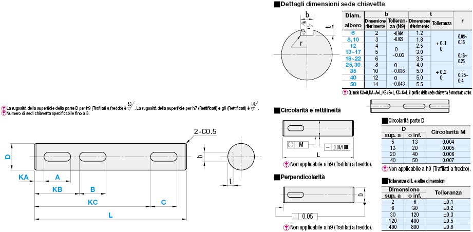 Alberi rotanti/Dritti con sedi chiavetta:Immagine relativa