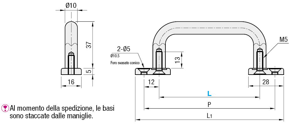 Maniglie per profilati in alluminio/Montaggio con piastra:Immagine relativa