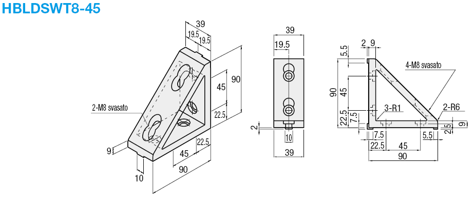 Serie 8/Staffe a triangolo con sporgenza/base 45:Immagine relativa